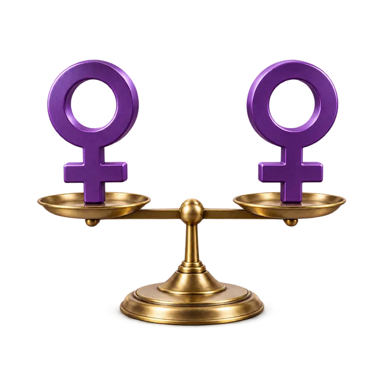 Dos símbolos femeninos equilibrados a la misma altura